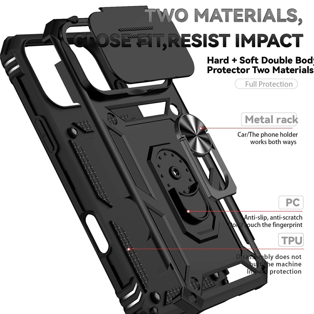 iPhone 17 Pro Max Hybrid Case Tech Ring w. Camera Protector Black