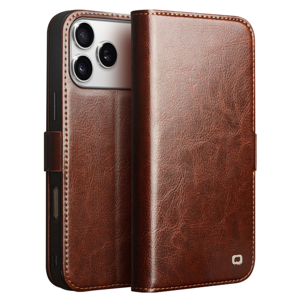 iPhone 17 Pro Max Leather Wallet Case Brown