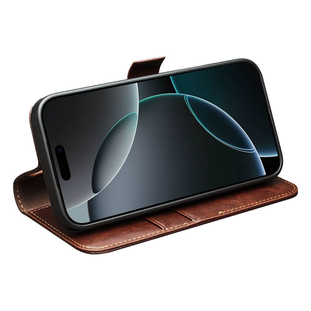 iPhone 17 Pro Max Leather Wallet Case Brown