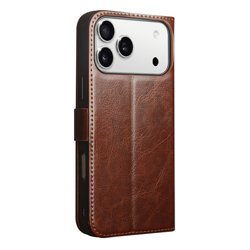 iPhone 17 Pro Max Leather Wallet Case Brown