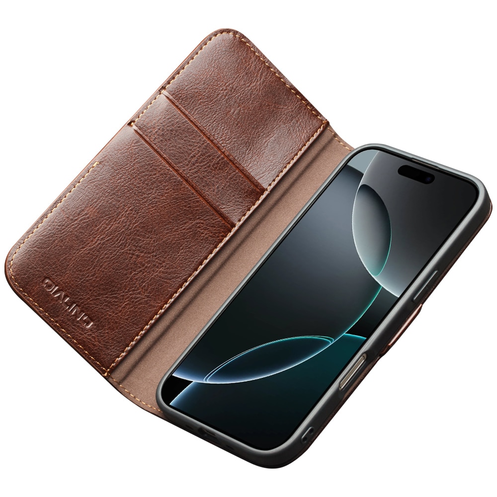 iPhone 17 Pro Leather Wallet Case Brown
