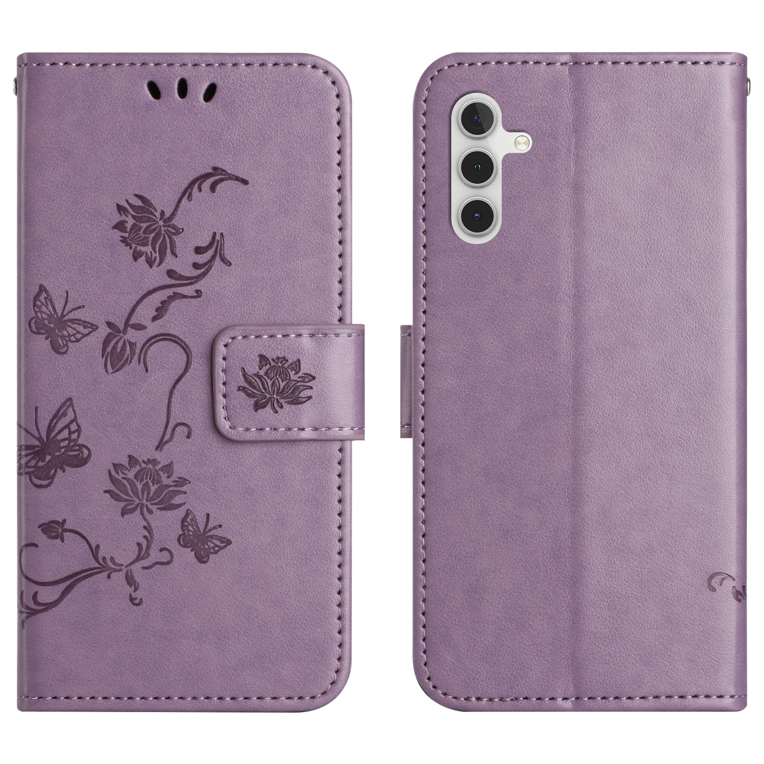 Samsung Galaxy S25 FE Leather Cover Imprinted Butterflies Purple