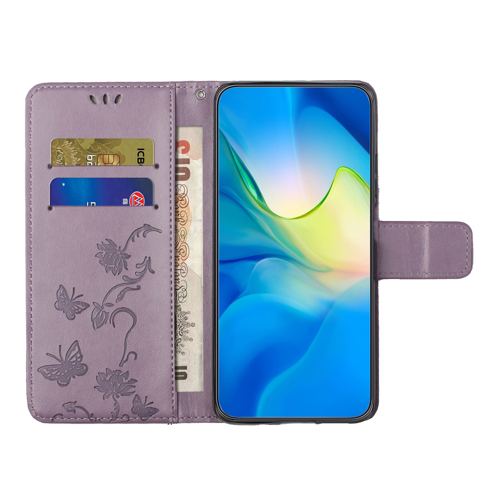 Samsung Galaxy S25 FE Leather Cover Imprinted Butterflies Purple