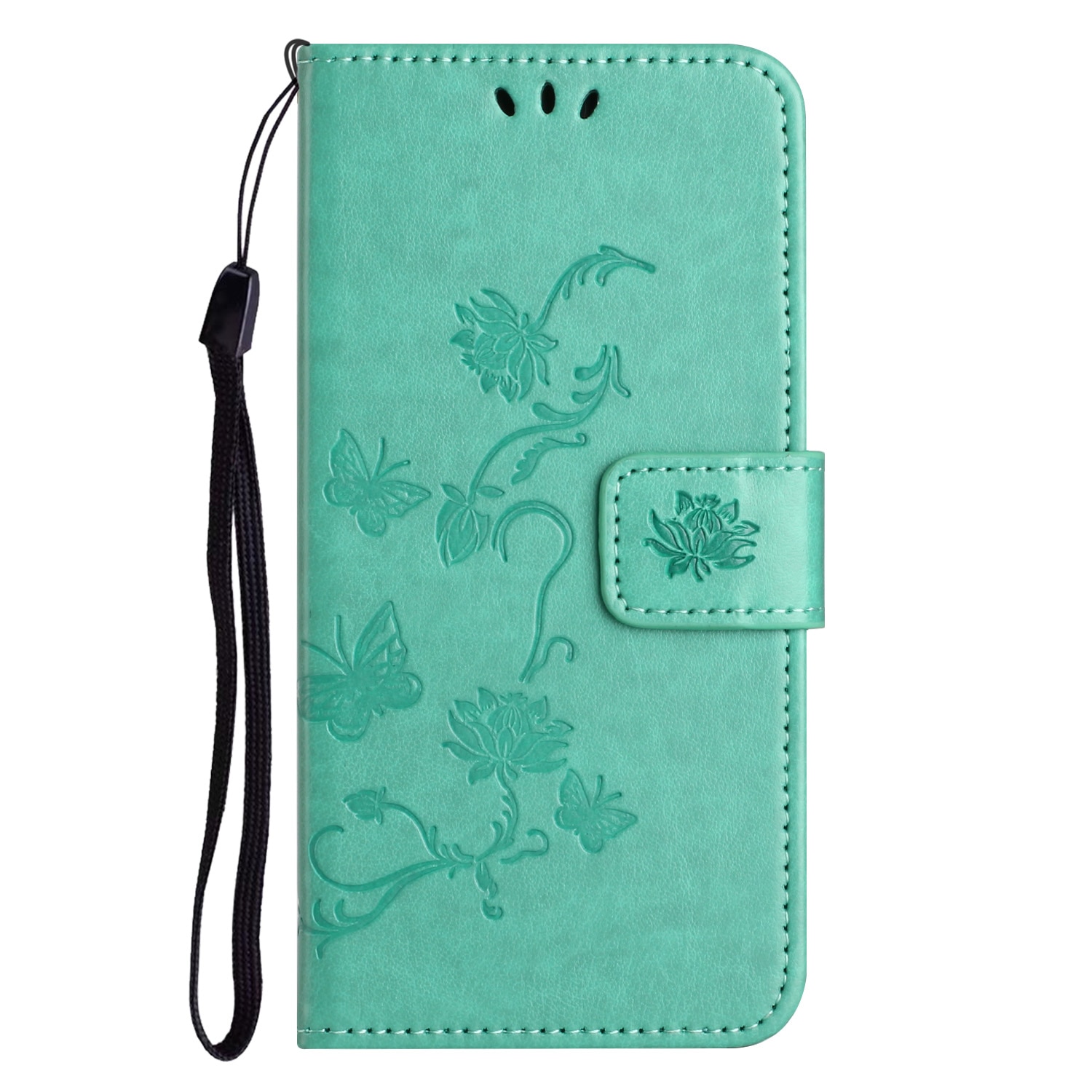 Samsung Galaxy S25 FE Leather Cover Imprinted Butterflies Green