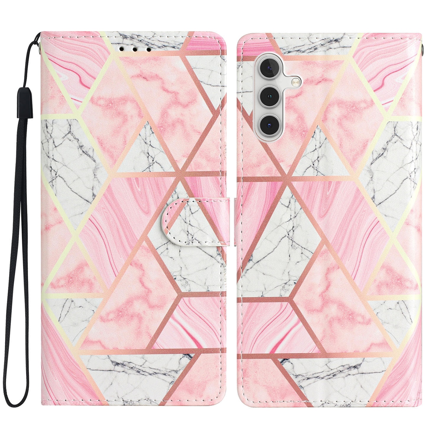 Samsung Galaxy S25 FE Wallet Book Cover Pink Marble