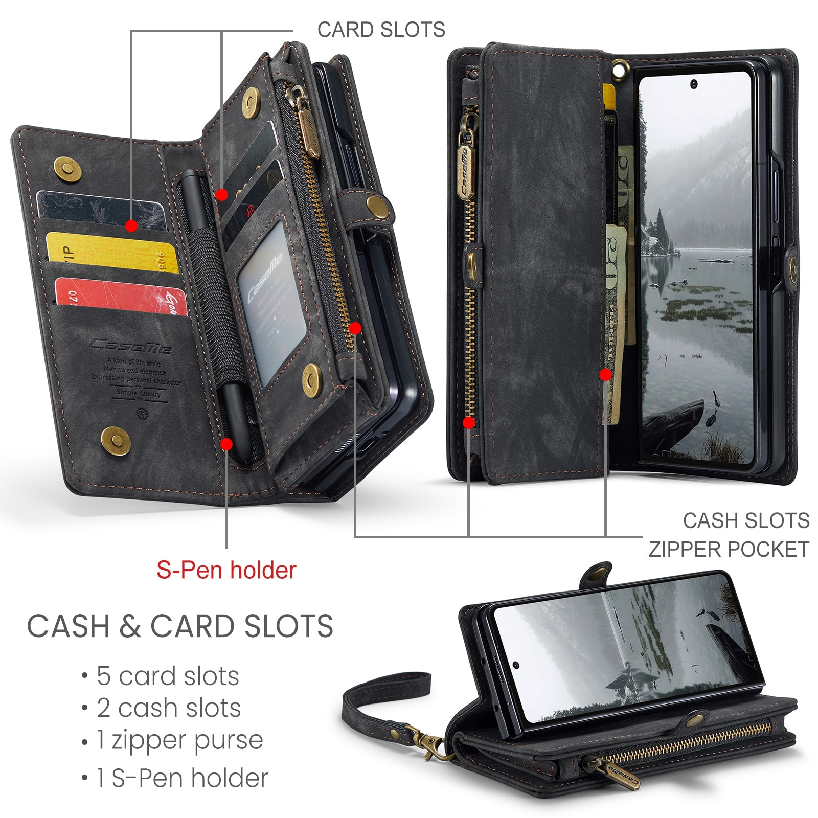 Samsung Galaxy Z Fold 7 Multi-slot Wallet Case Grey