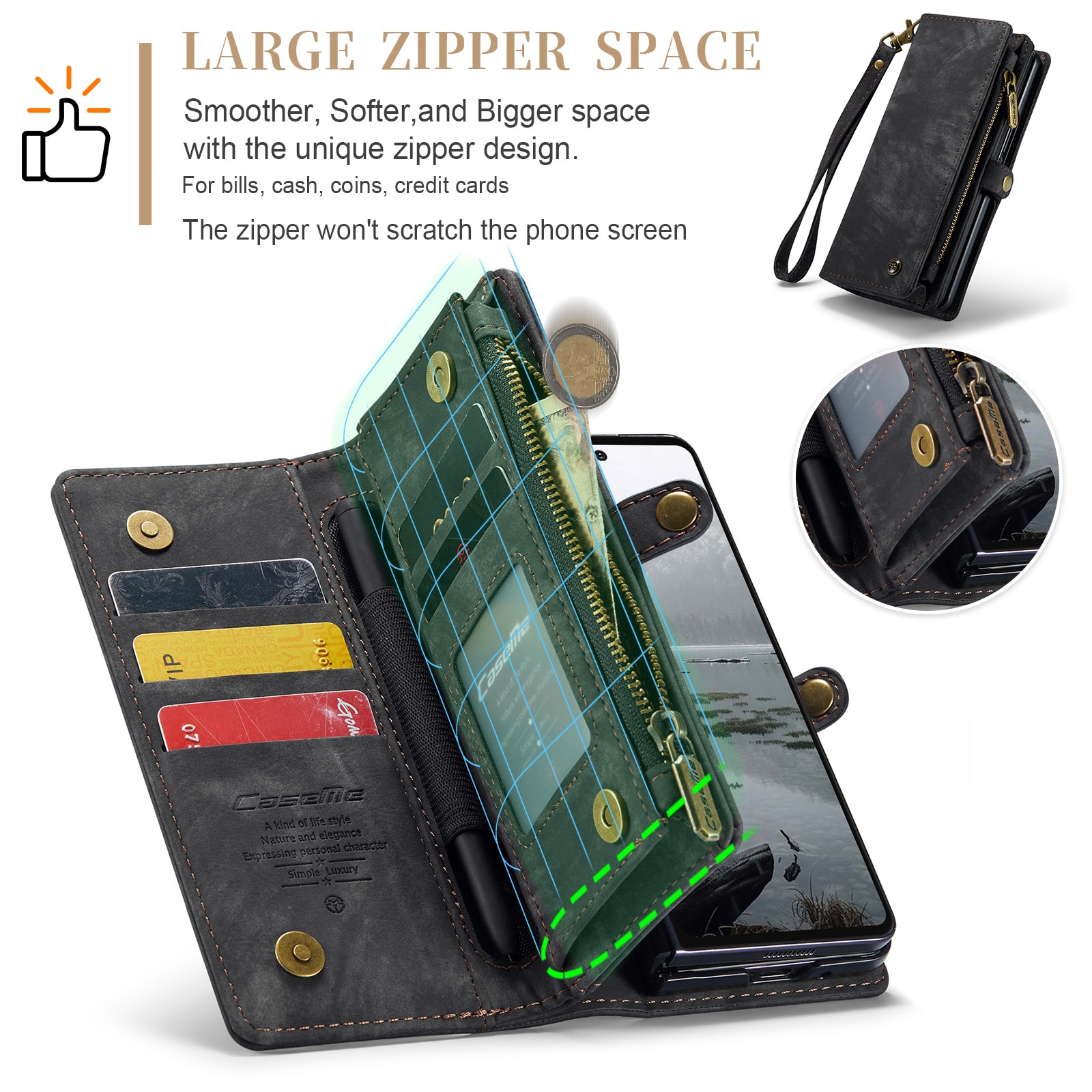 Samsung Galaxy Z Fold 7 Multi-slot Wallet Case Grey