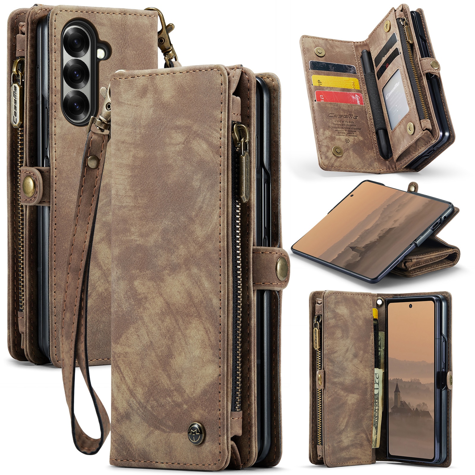 Samsung Galaxy Z Fold 7 Multi-slot Wallet Case Brown