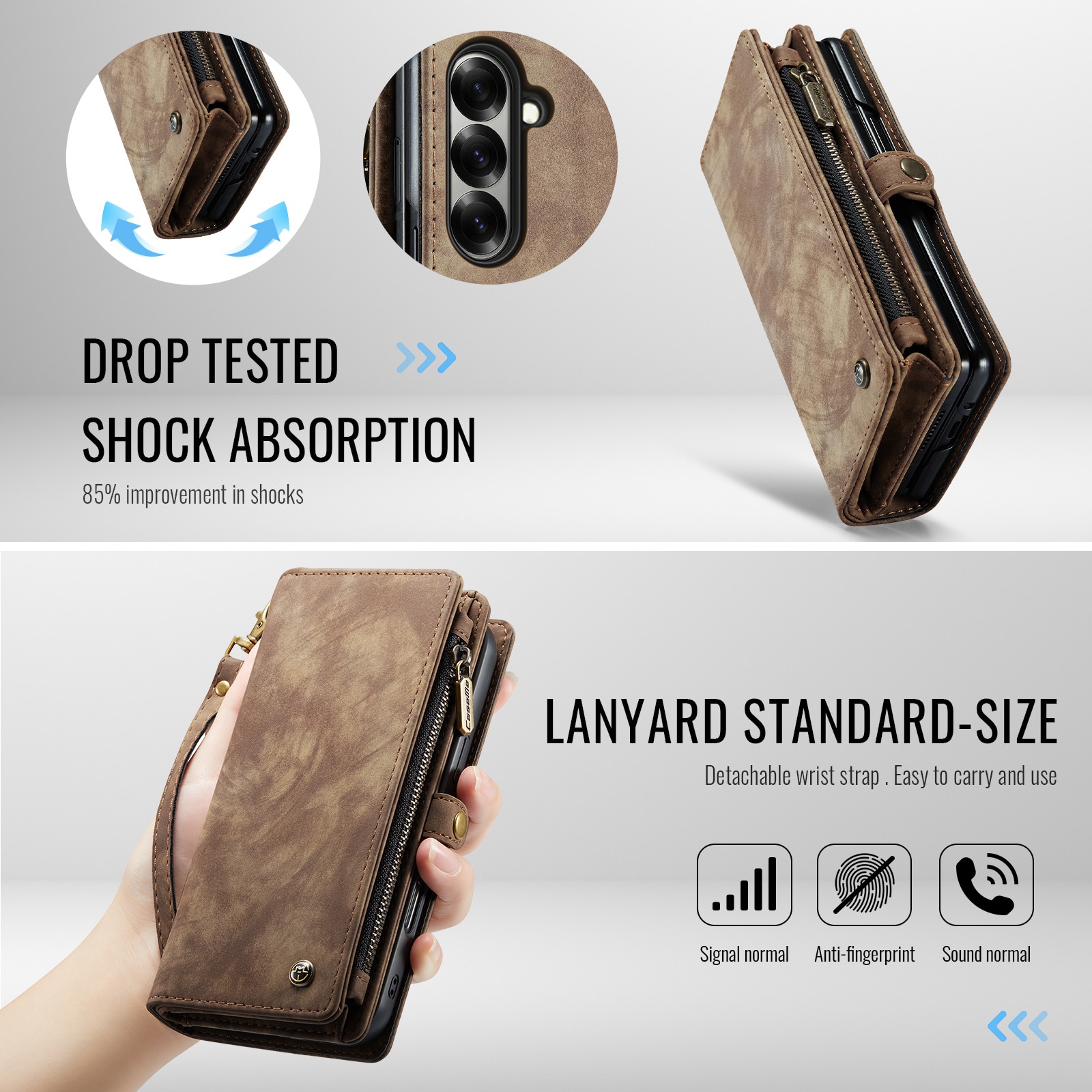 Samsung Galaxy Z Fold 7 Multi-slot Wallet Case Brown