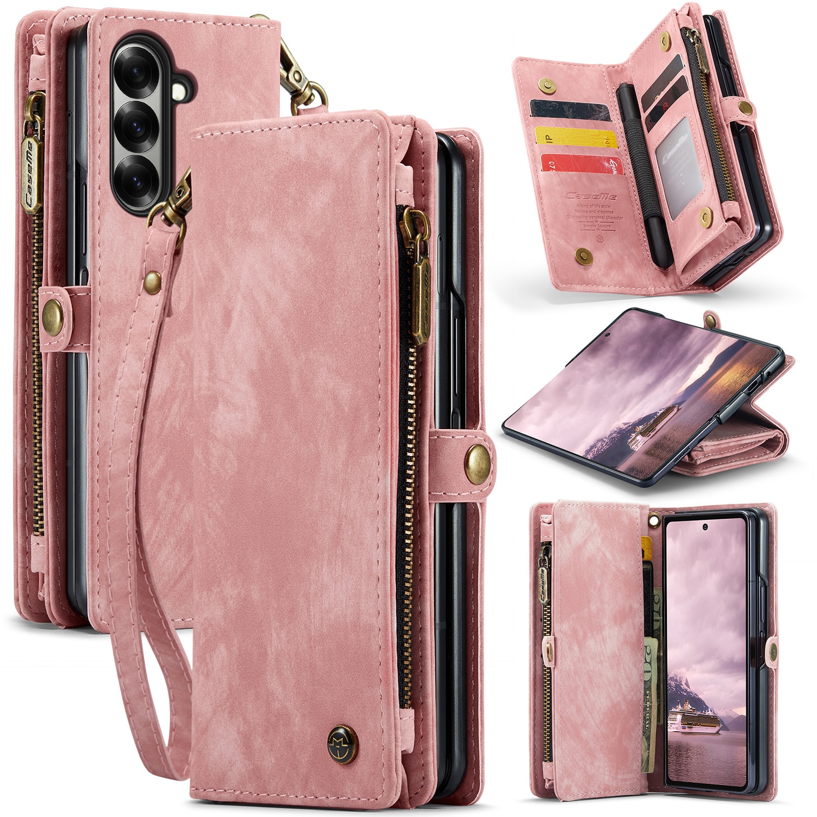Samsung Galaxy Z Fold 7 Multi-slot Wallet Case Pink