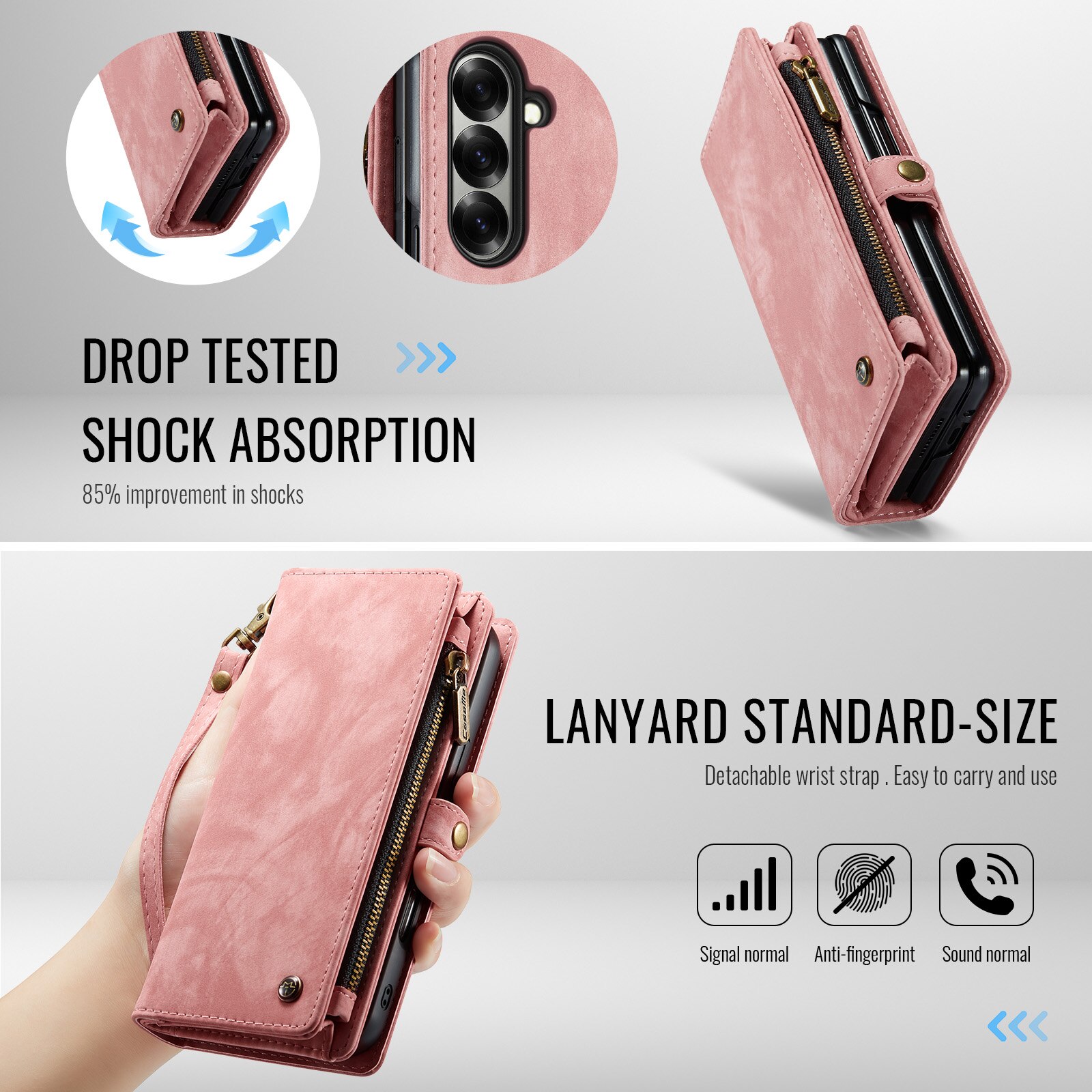 Samsung Galaxy Z Fold 7 Multi-slot Wallet Case Pink
