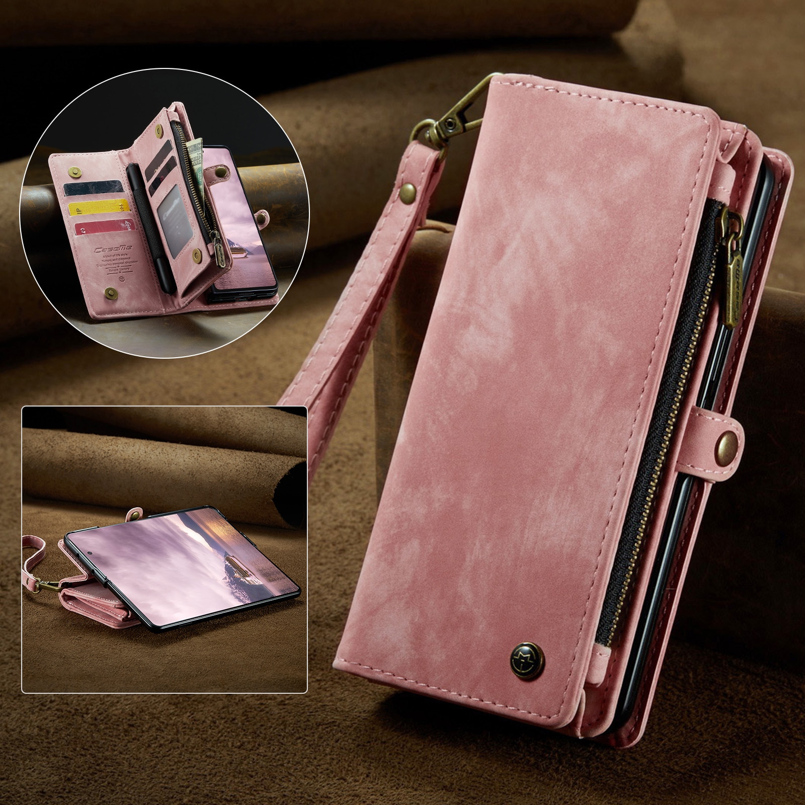Samsung Galaxy Z Fold 7 Multi-slot Wallet Case Pink