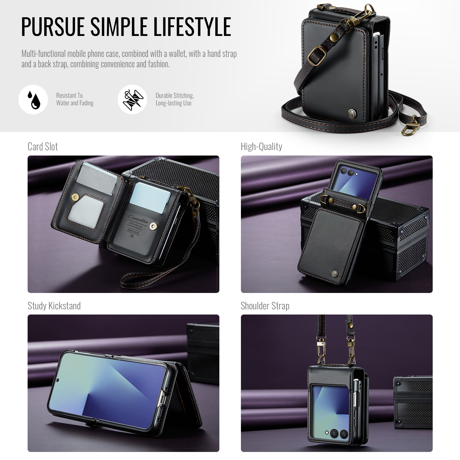 Samsung Galaxy Z Flip 7 RFID blocking Wallet Cover Black