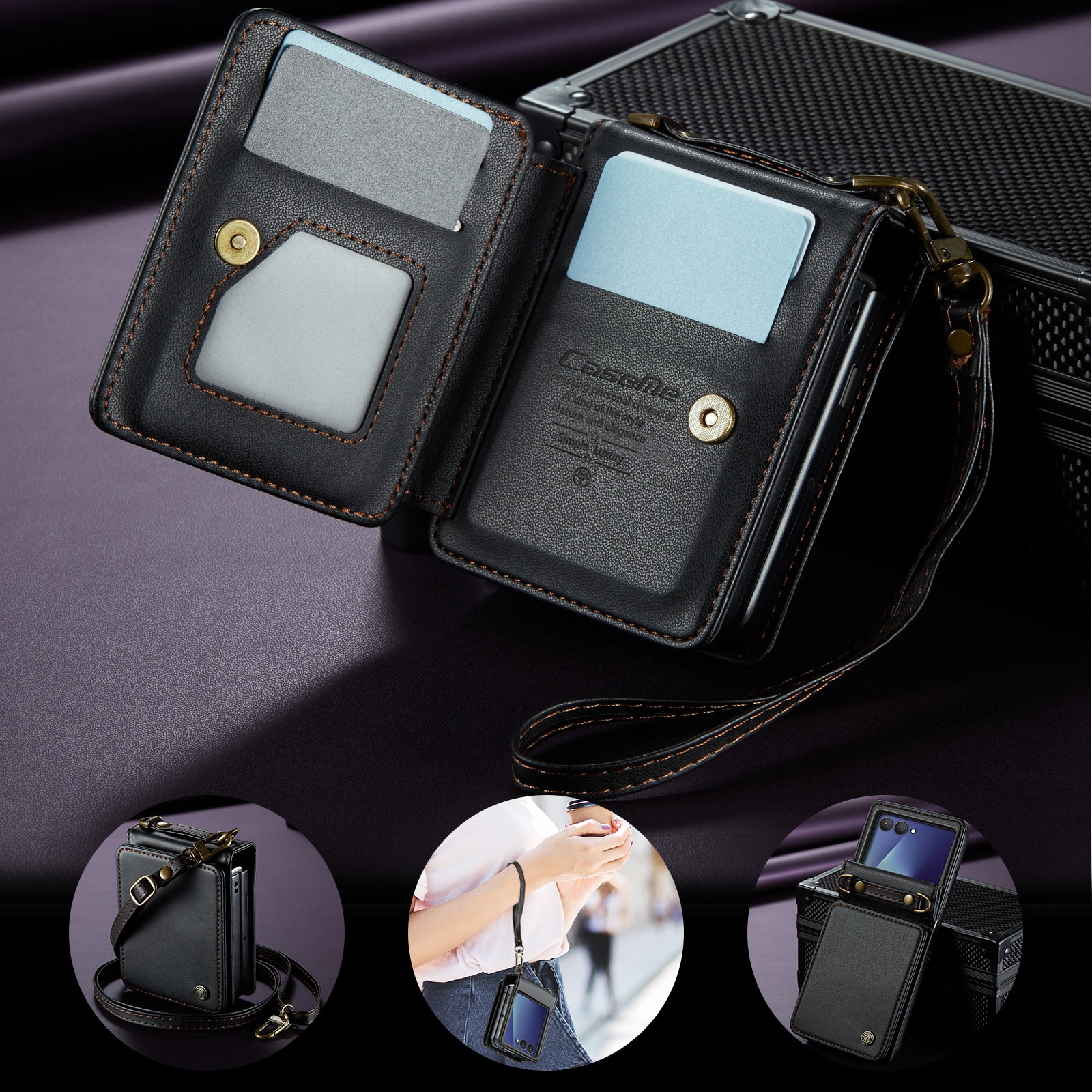 Samsung Galaxy Z Flip 7 RFID blocking Wallet Cover Black