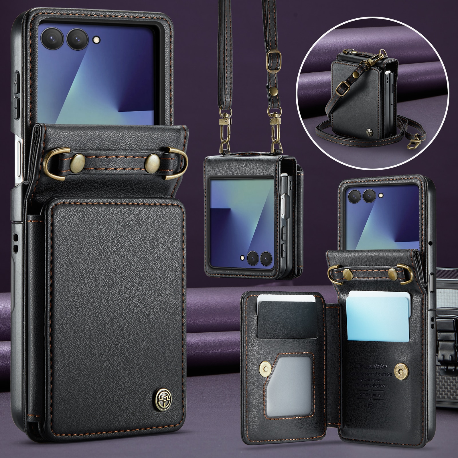 Samsung Galaxy Z Flip 7 RFID blocking Wallet Cover Black