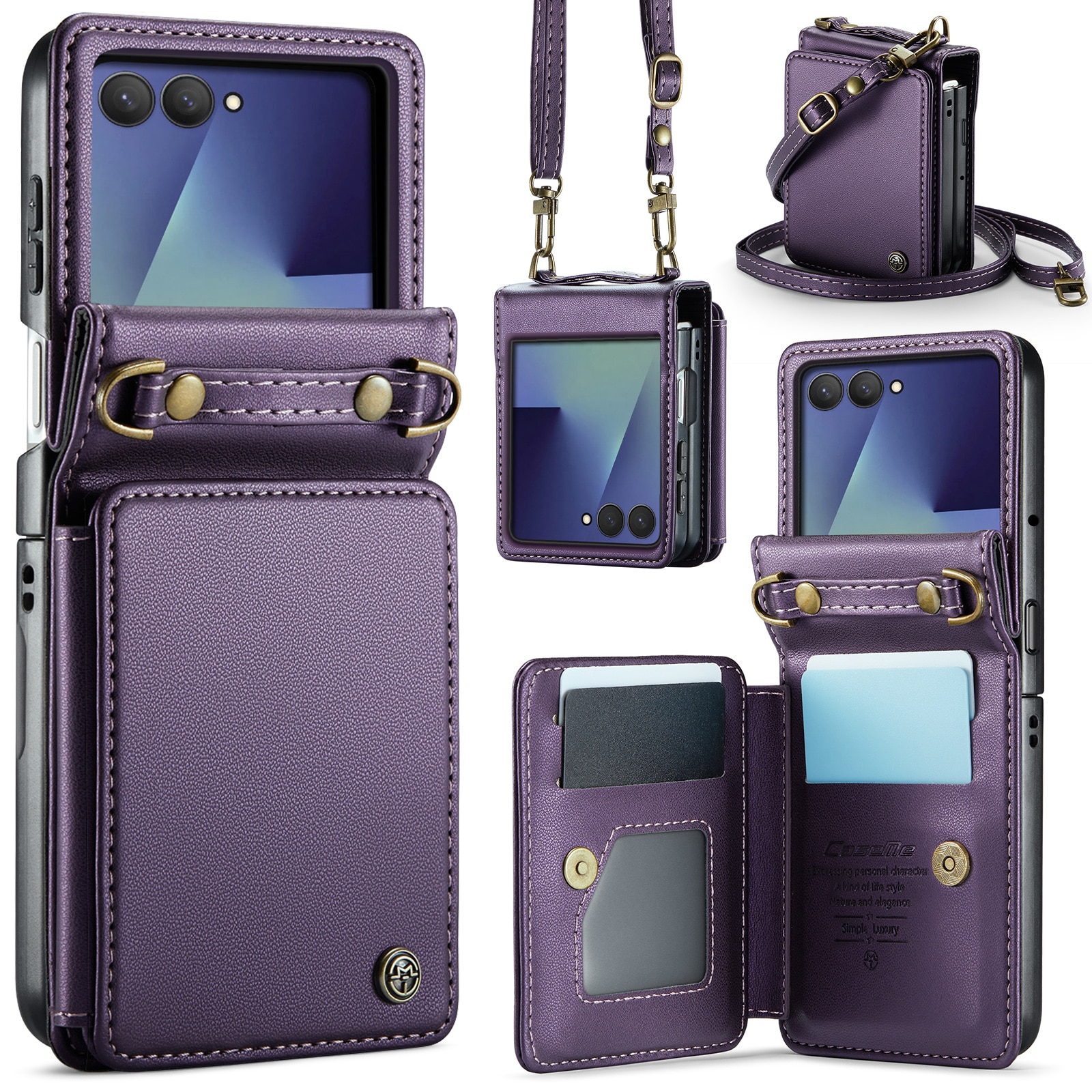 Samsung Galaxy Z Flip 7 RFID blocking Wallet Cover Purple