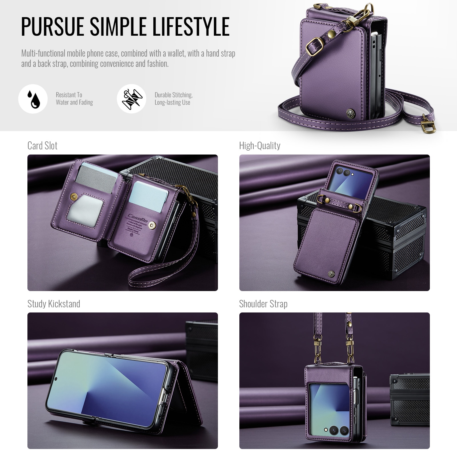 Samsung Galaxy Z Flip 7 RFID blocking Wallet Cover Purple