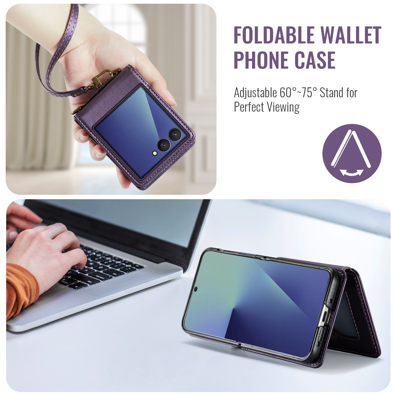 Samsung Galaxy Z Flip 7 RFID blocking Wallet Cover Purple