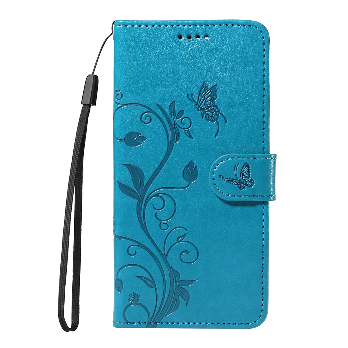 Oppo Reno 14 F Leather Cover Imprinted Butterflies Blue