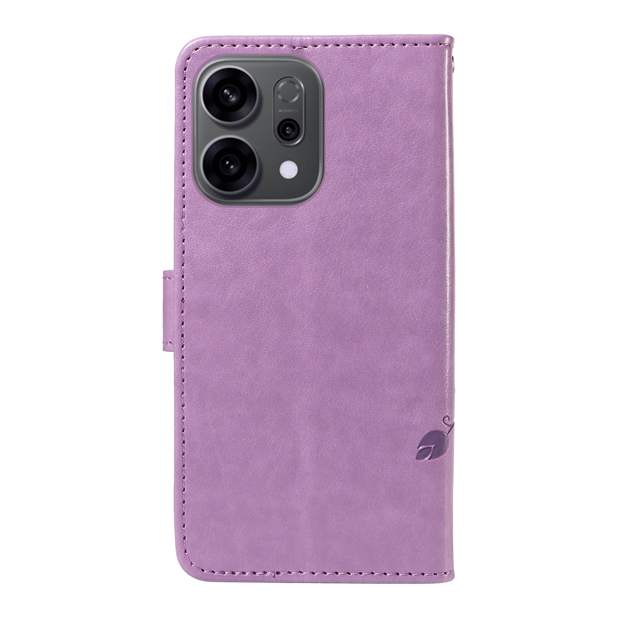 Oppo Reno 14 Leather Cover Imprinted Butterflies Purple