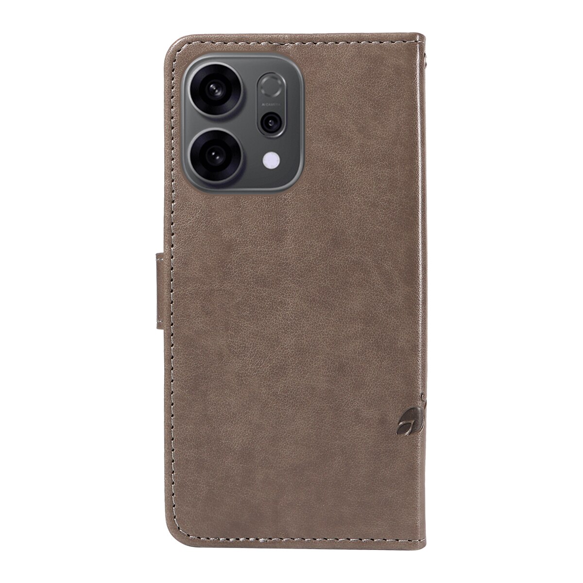 Oppo Reno 14 F Leather Cover Imprinted Butterflies Grey