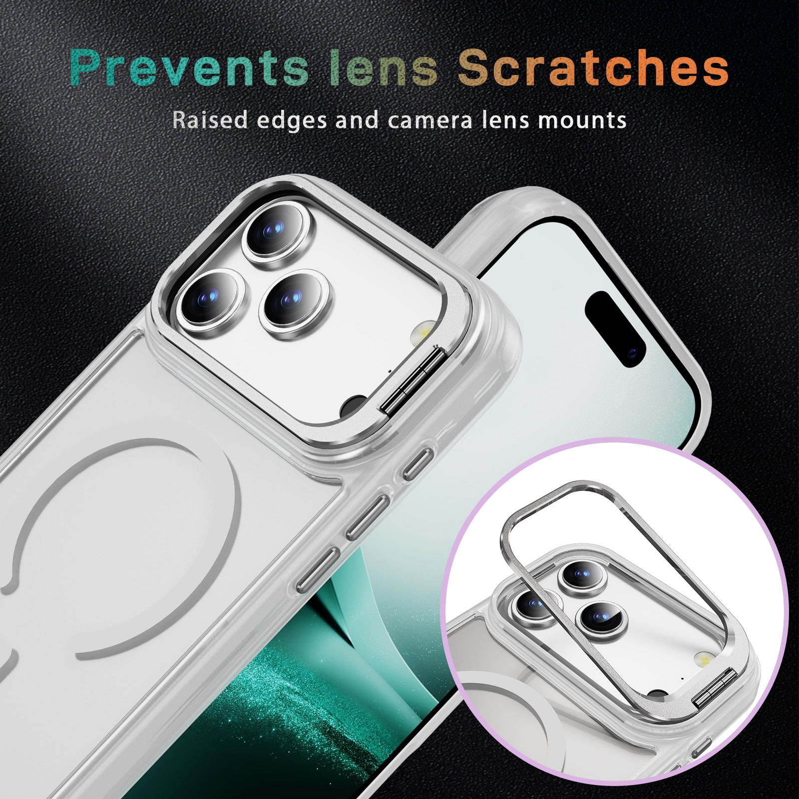 iPhone 17 Pro Hybrid Case Kickstand MagSafe Transparent