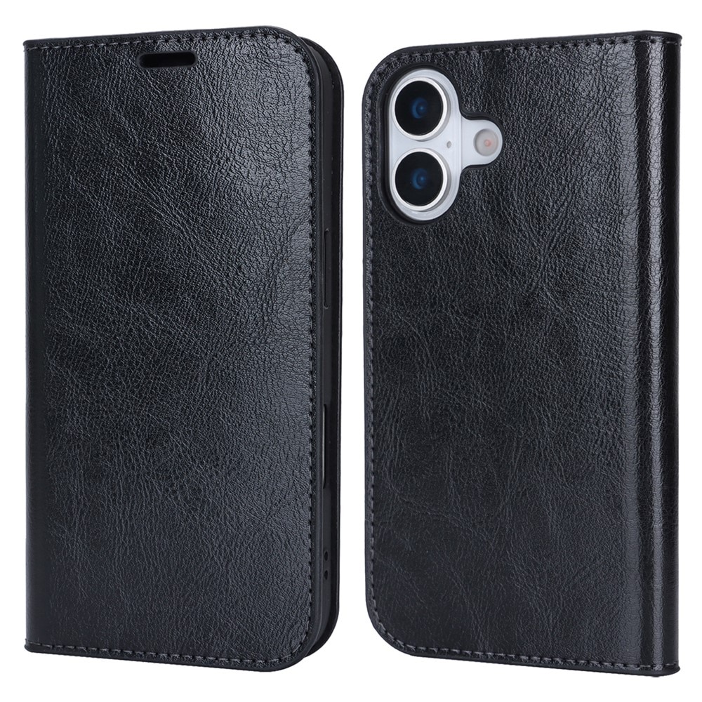 iPhone 17 Genuine Leather Wallet Case Black