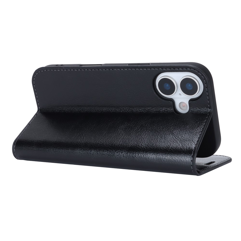 iPhone 17 Genuine Leather Wallet Case Black