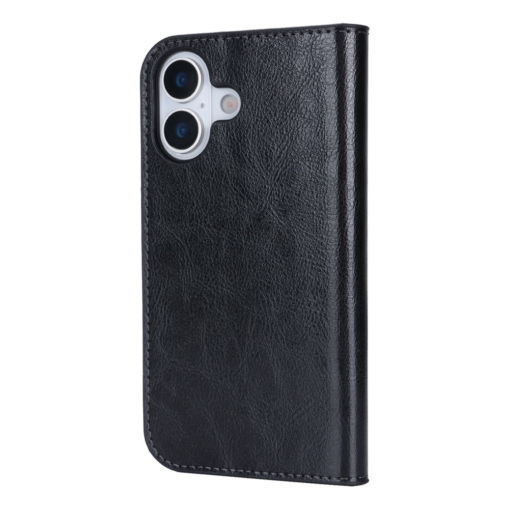iPhone 17 Genuine Leather Wallet Case Black