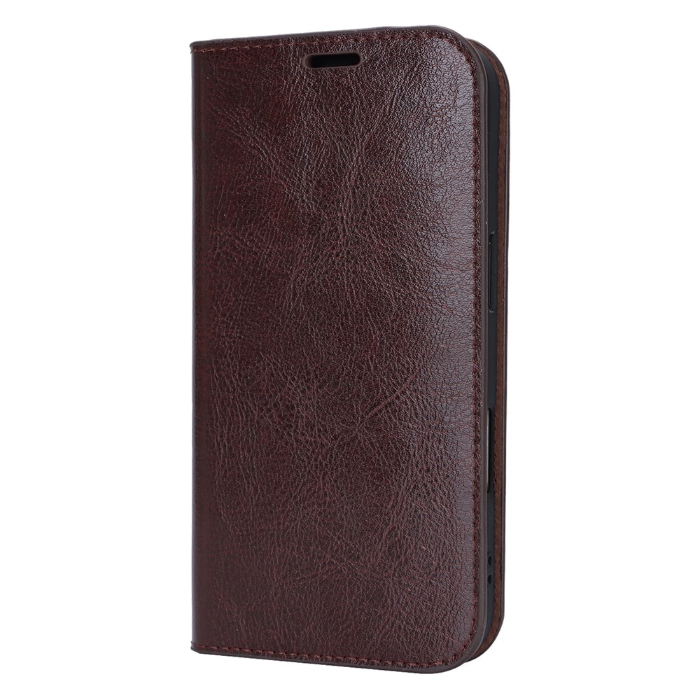 iPhone 17 Genuine Leather Wallet Case Dark Brown