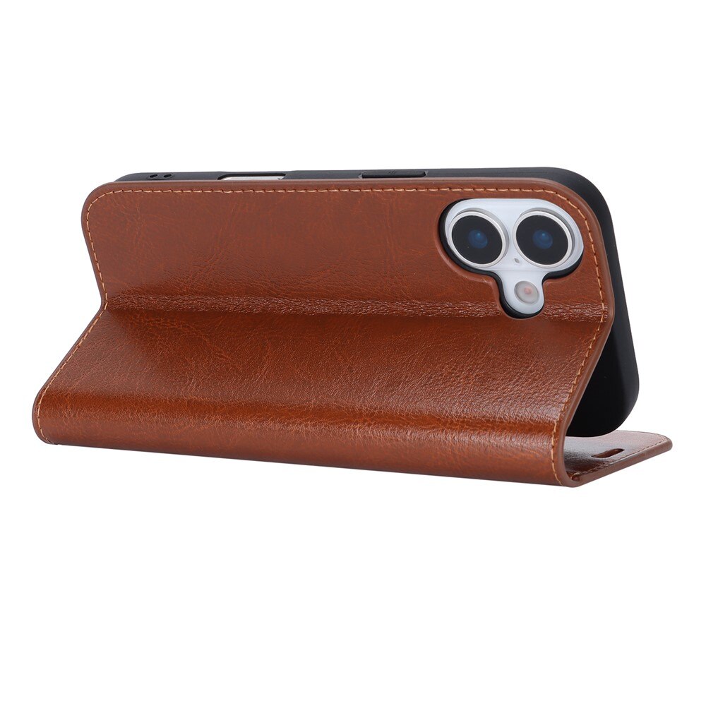 iPhone 17 Genuine Leather Wallet Case Brown