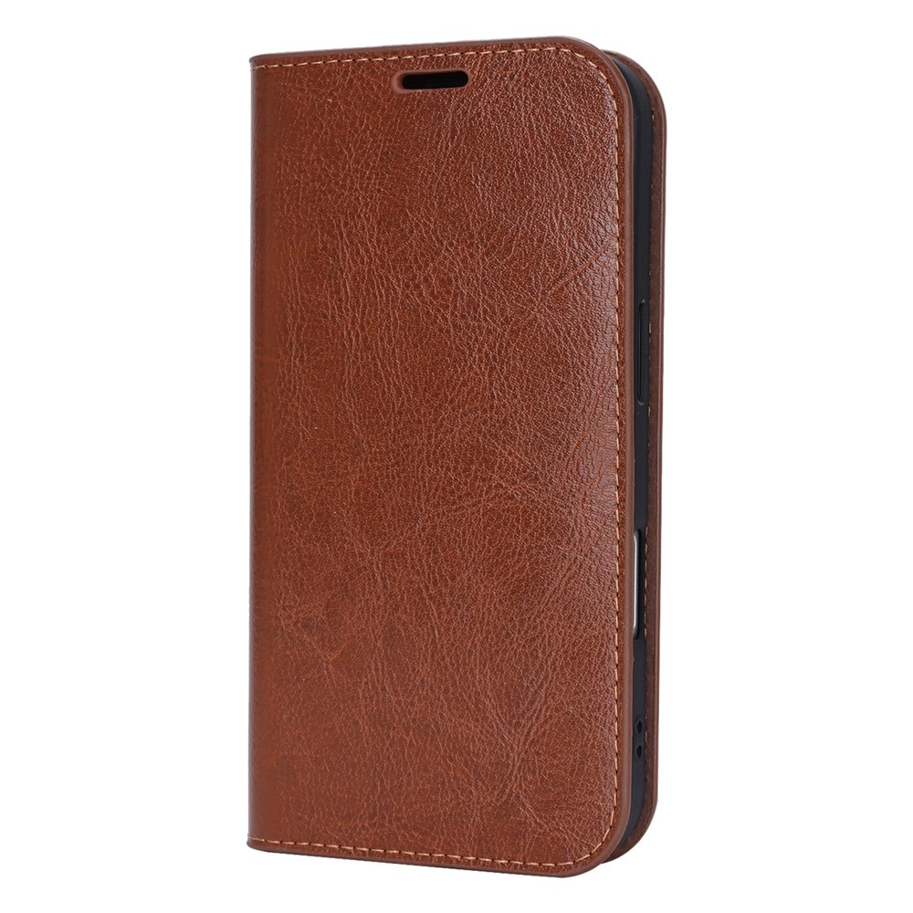 iPhone 17 Genuine Leather Wallet Case Brown
