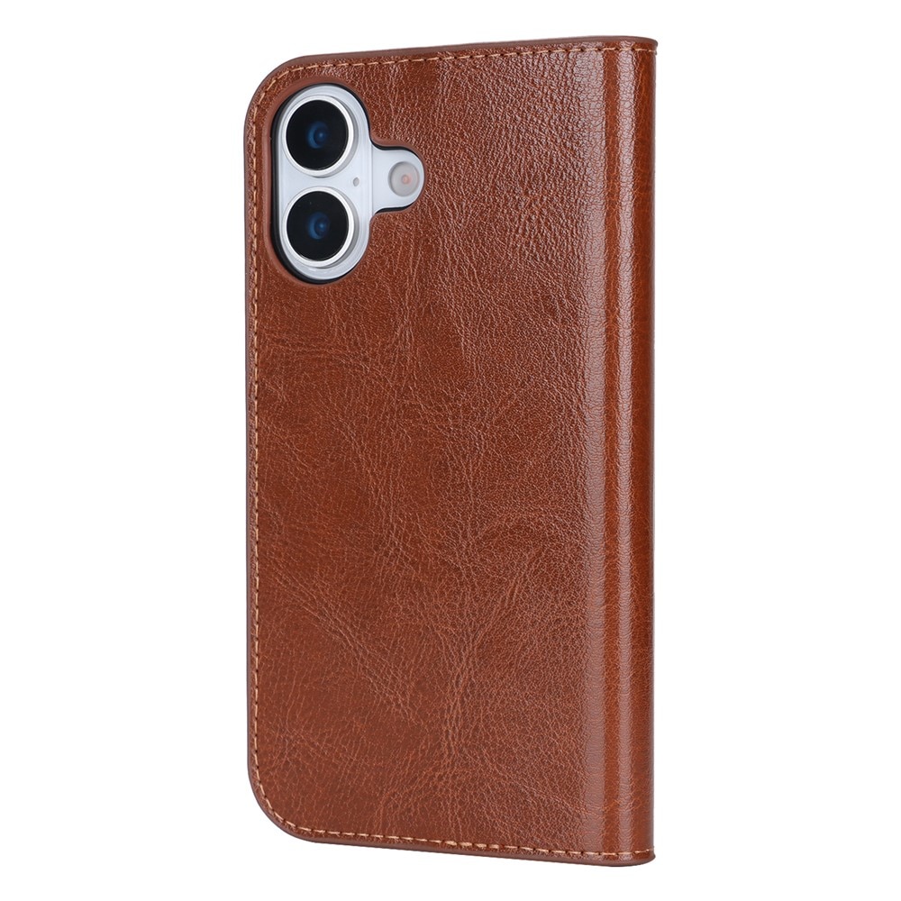 iPhone 17 Genuine Leather Wallet Case Brown