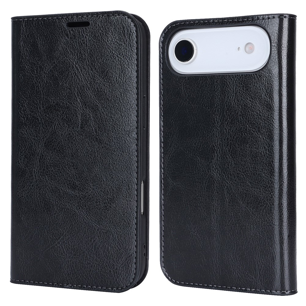 iPhone 17 Air Genuine Leather Wallet Case Black