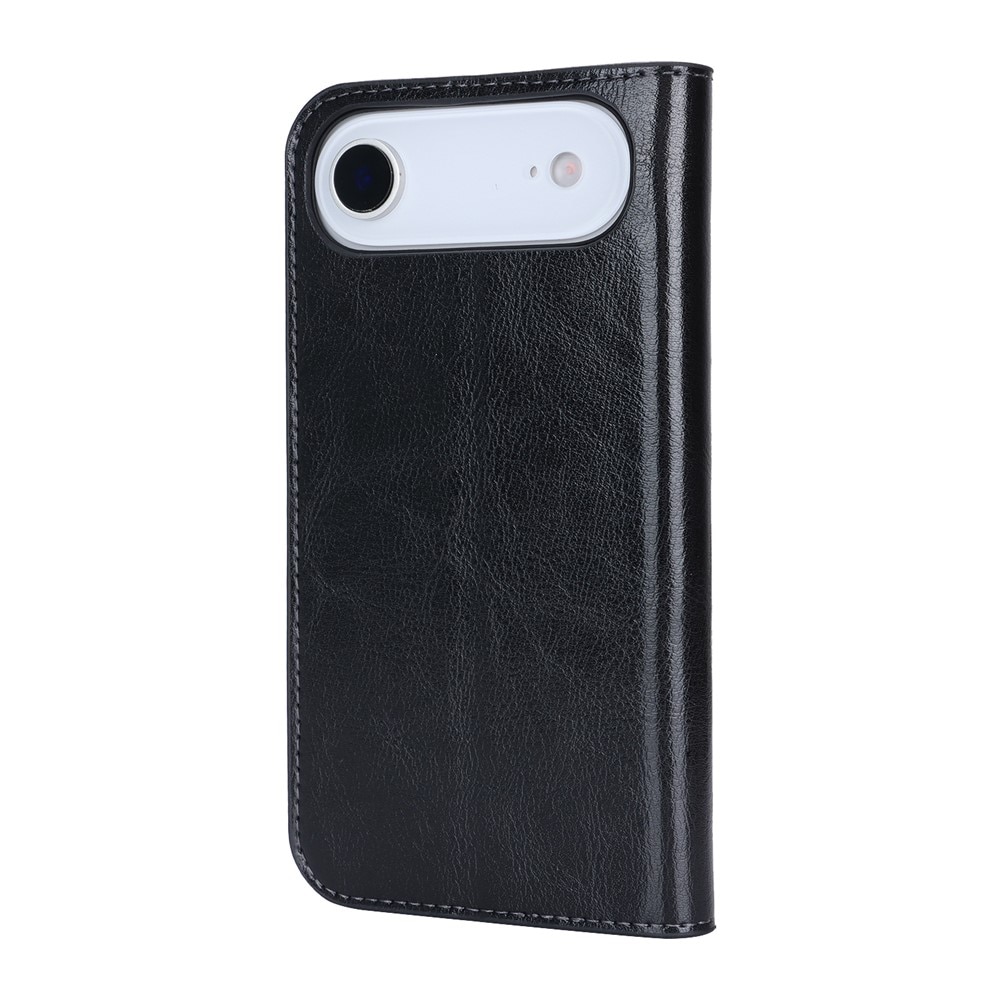 iPhone 17 Air Genuine Leather Wallet Case Black