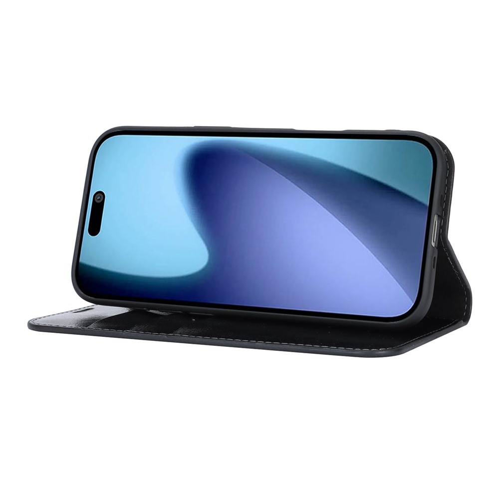 iPhone 17 Air Genuine Leather Wallet Case Black