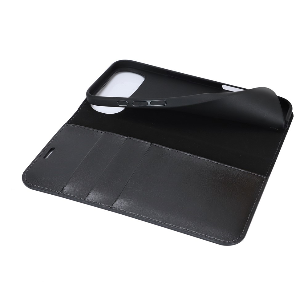 iPhone 17 Air Genuine Leather Wallet Case Black