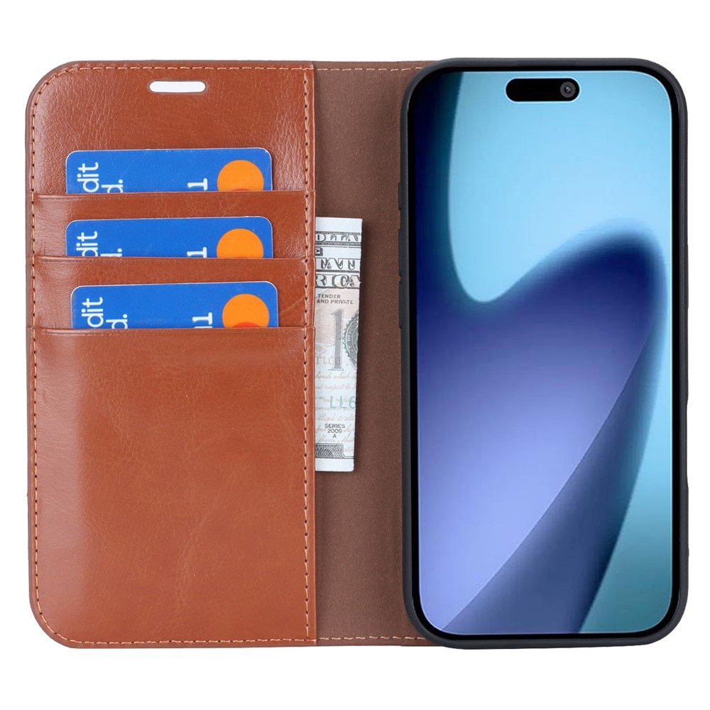 iPhone 17 Air Genuine Leather Wallet Case Black