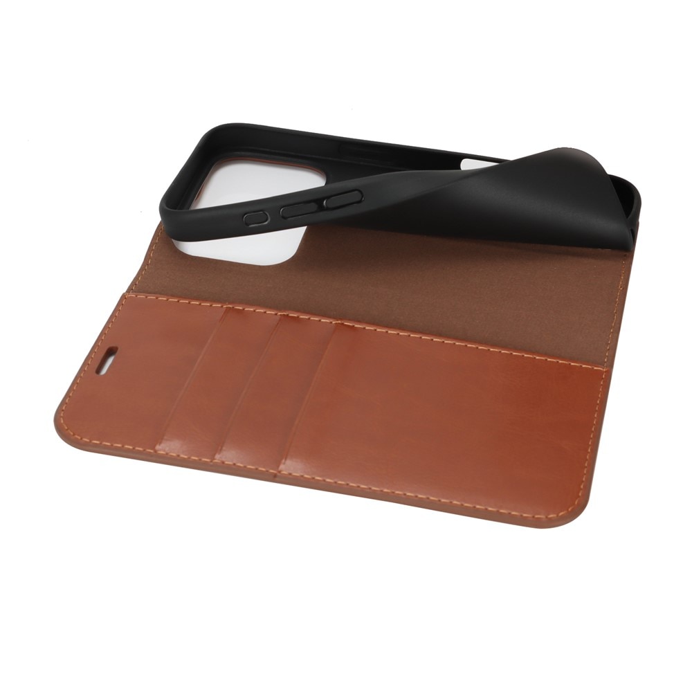 iPhone 17 Pro Genuine Leather Wallet Case Brown