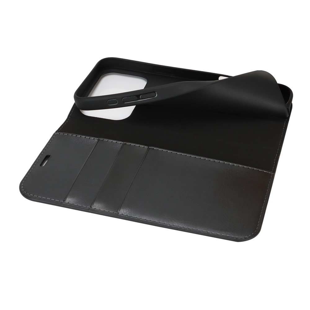 iPhone 17 Pro Max Genuine Leather Wallet Case Black