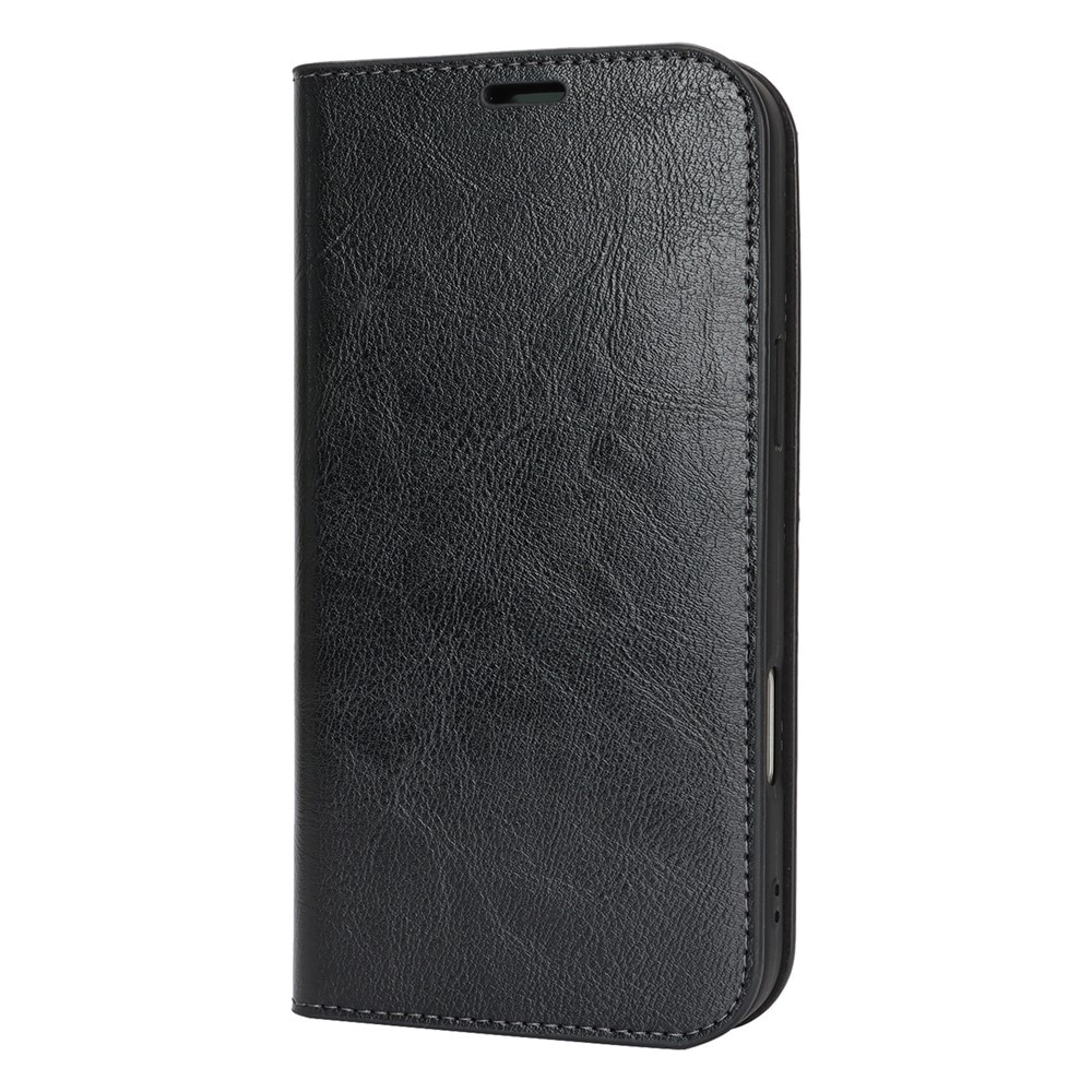 iPhone 17 Pro Max Genuine Leather Wallet Case Black