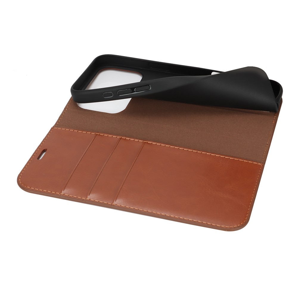 iPhone 17 Pro Max Genuine Leather Wallet Case Brown