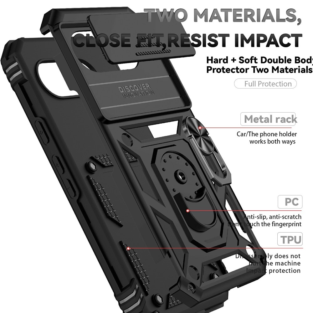 Google Pixel 9a Hybrid Case Tech Ring w. Camera Protector Black