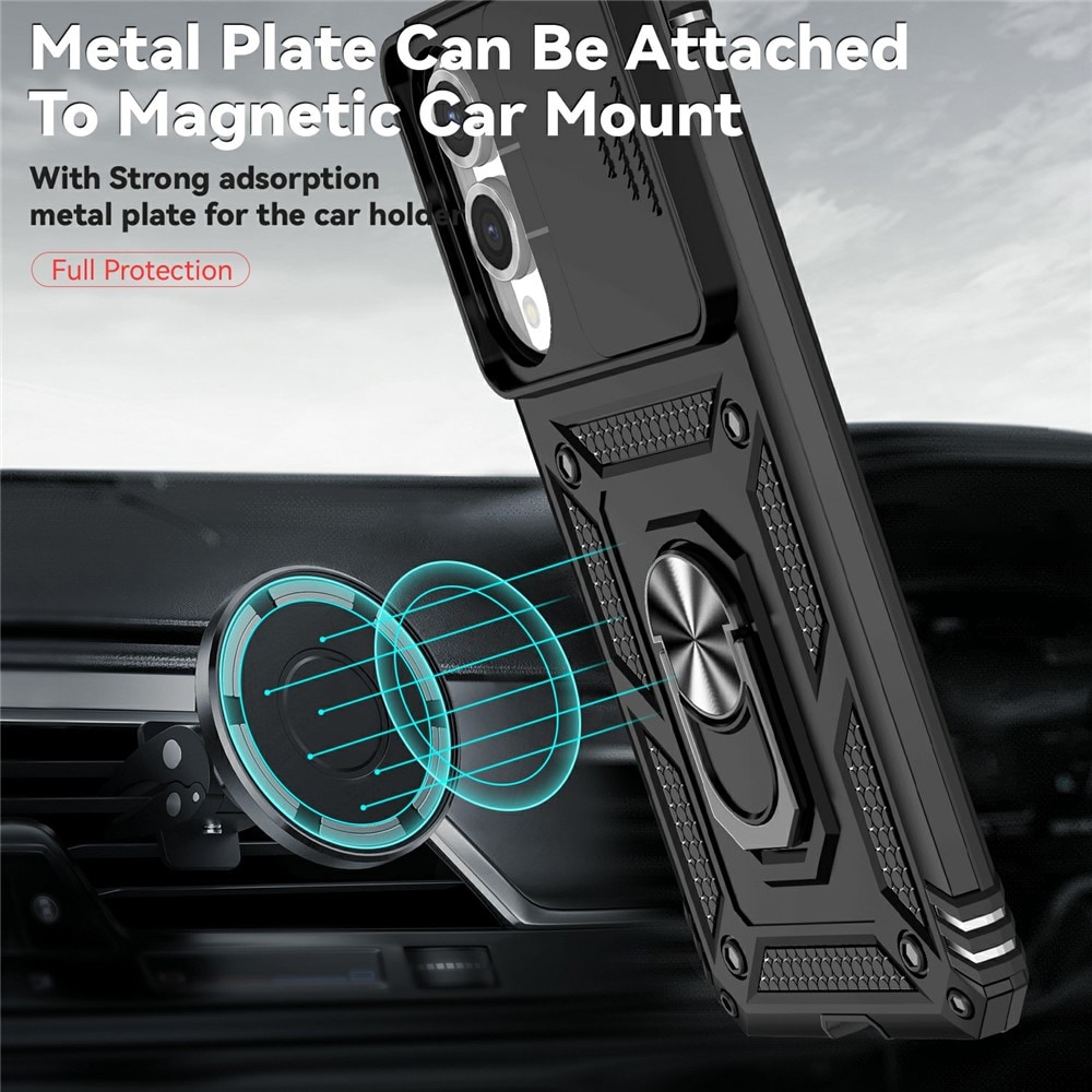 Samsung Galaxy S25 Edge Hybrid Case Tech Ring w. Camera Protector Black