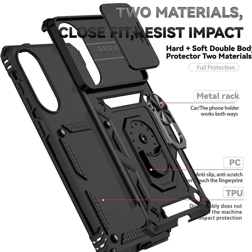 Samsung Galaxy S25 Edge Hybrid Case Tech Ring w. Camera Protector Black