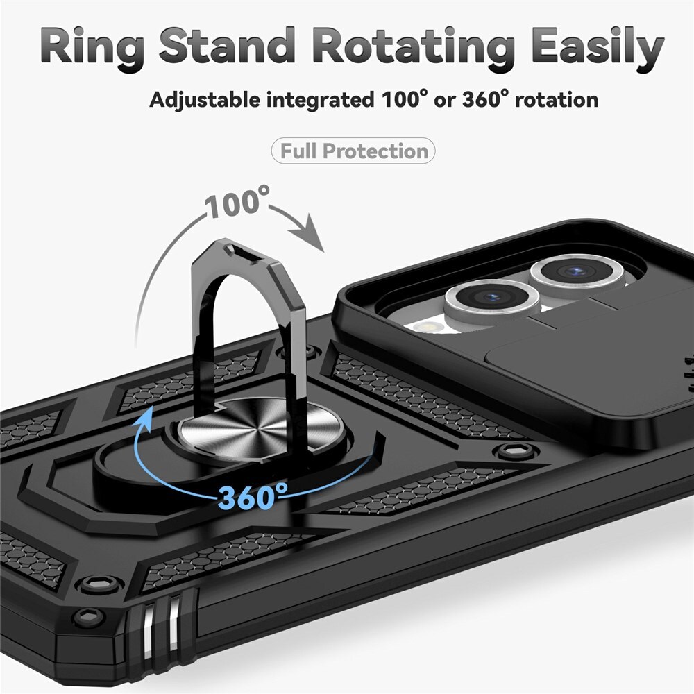 Samsung Galaxy S25 Edge Hybrid Case Tech Ring w. Camera Protector Black