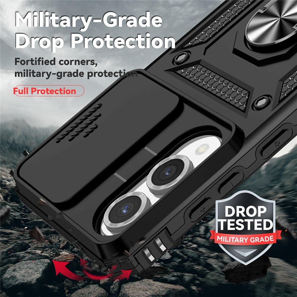 Samsung Galaxy S25 Edge Hybrid Case Tech Ring w. Camera Protector Black