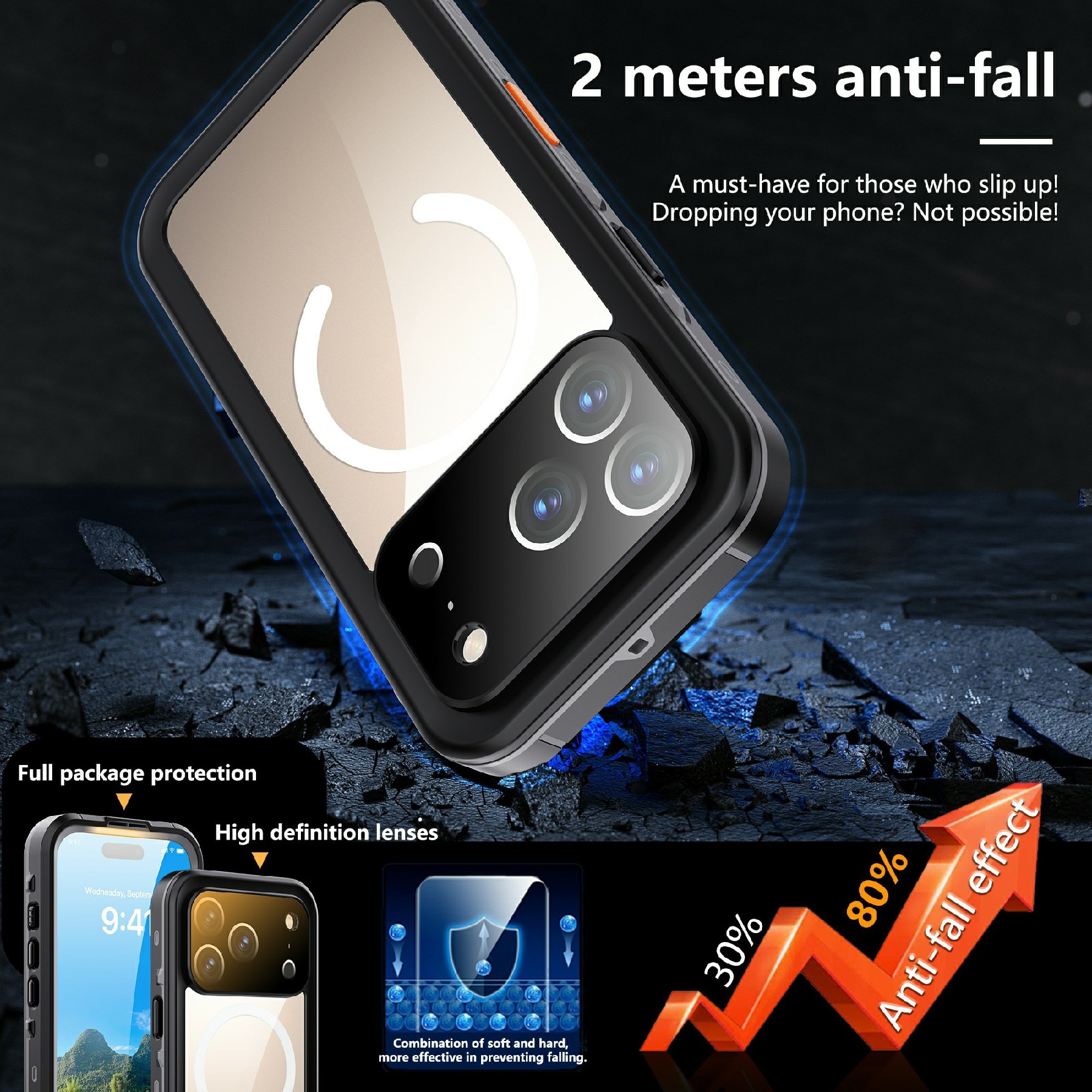 iPhone 17 Pro Waterproof Case Transparent