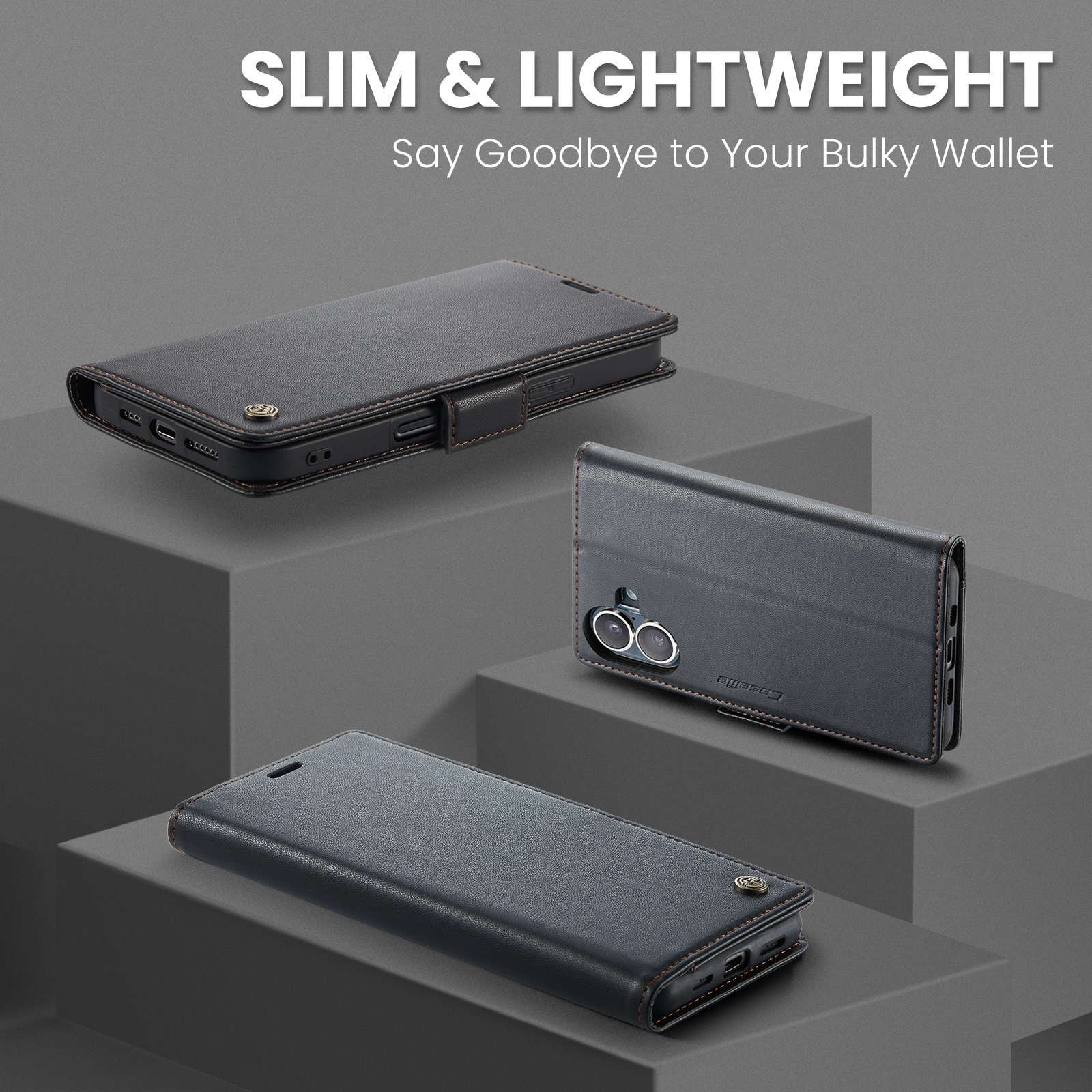 iPhone 17 RFID blocking Slim Wallet Case Black