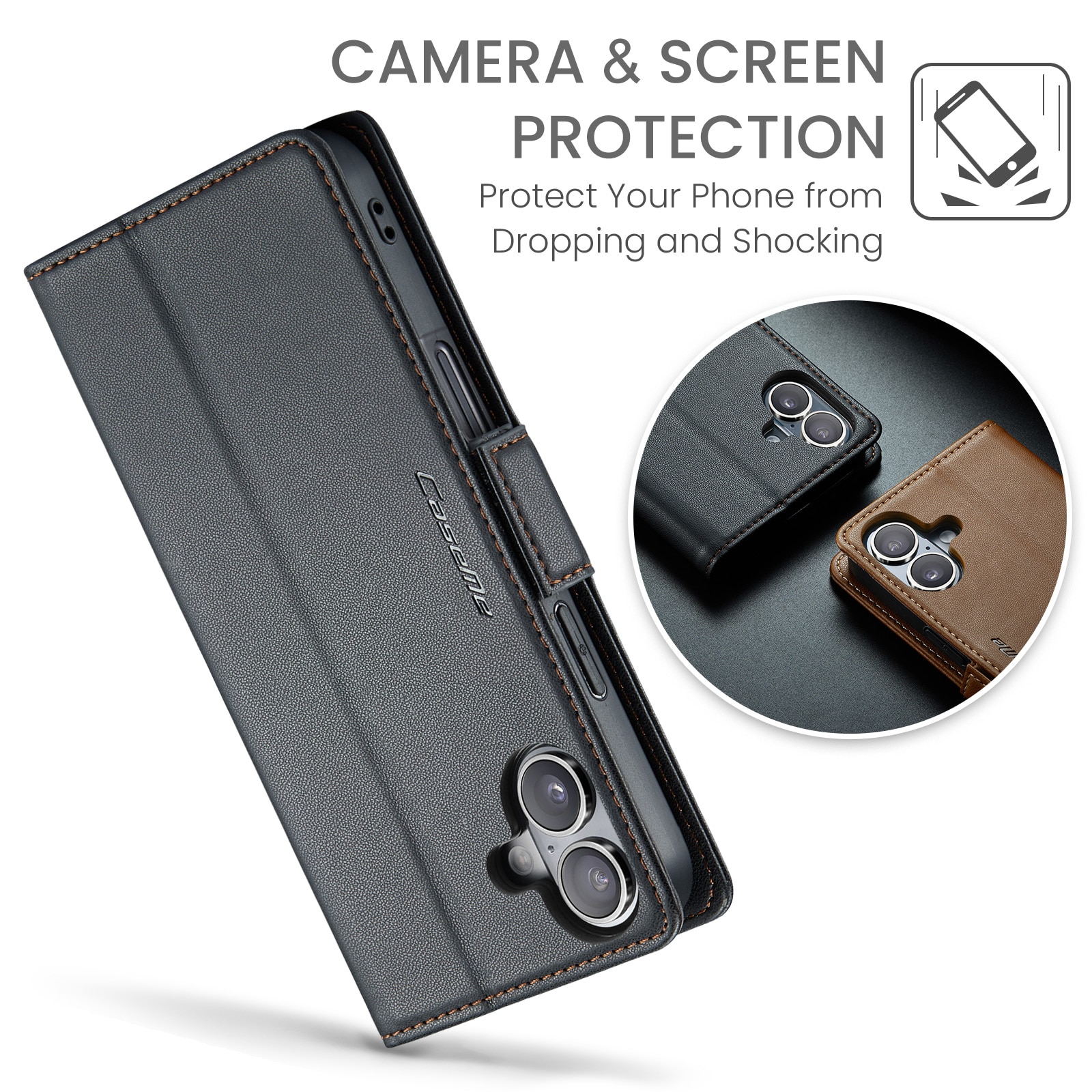 iPhone 17 RFID blocking Slim Wallet Case Black